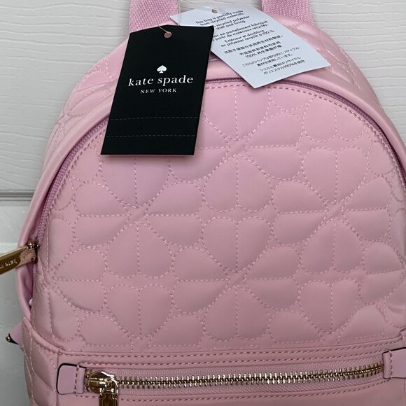 KATE SPADE SPADE FLOWER QUILTED FABRIC SMALL BACKPACK:NWT PINK HORIZON main image 15